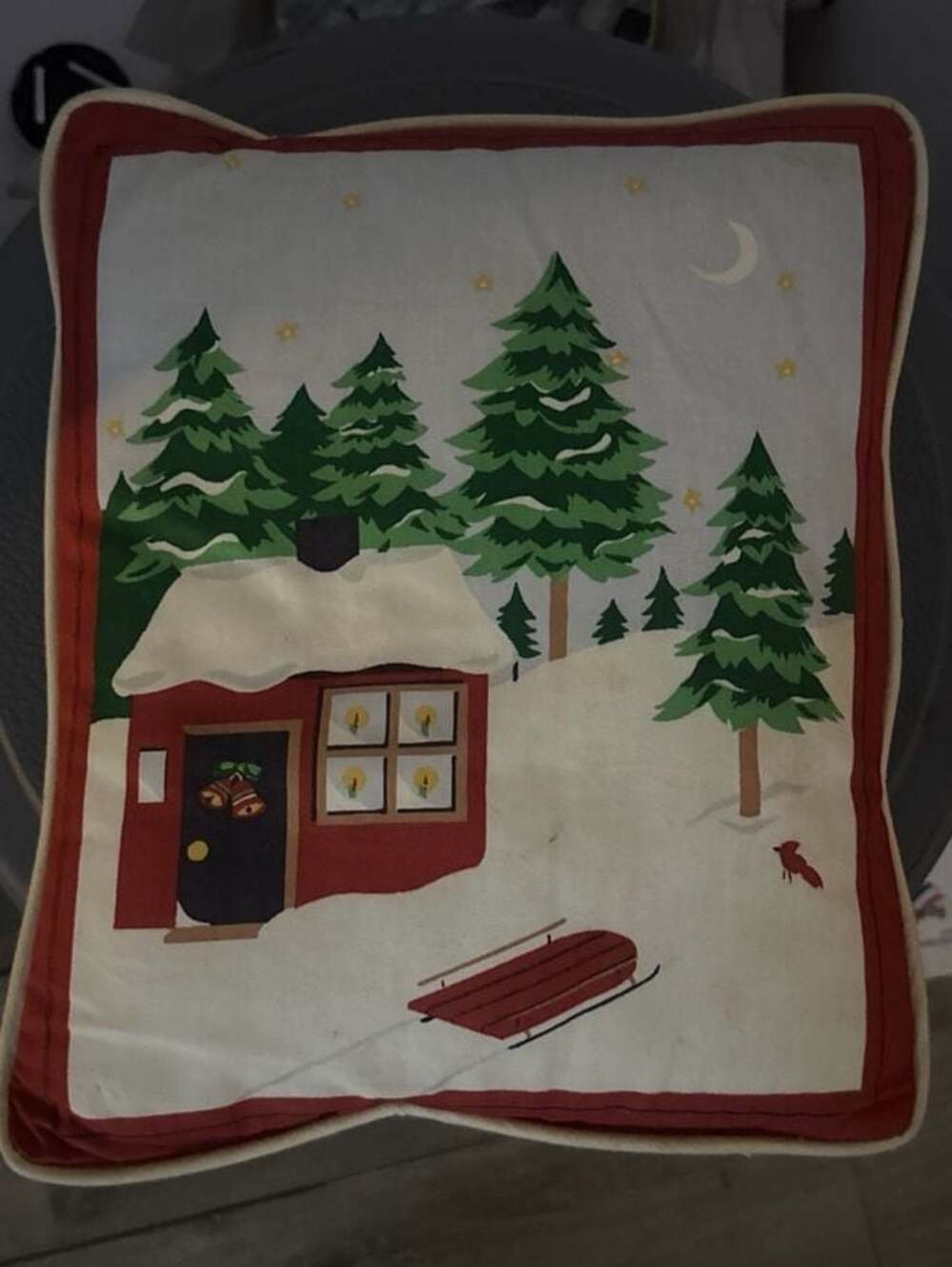 Lot of 2 Vintage Christmas Decorative Throw Pillows